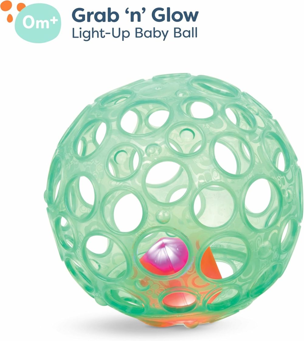 B. Baby– Sensory Lightup Baby Rattle- Textured Ball With Holes – Glowing Lights & Rattle – Infants  Babies – Grab N’ Glow- 0 Months +  |  Balls All Toys Balls