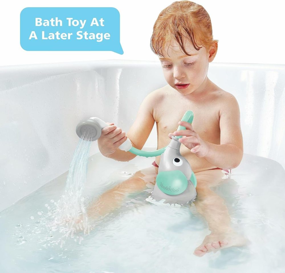 Baby Bath Shower Head – Elephant Water Pump With Trunk Spout Rinser – Control Water Flow From 2 Elephant Trunk Knobs For Maximum Fun In Tub Or Sink For Newborn Babies  |  Bath Toys All Toys Bath Toys