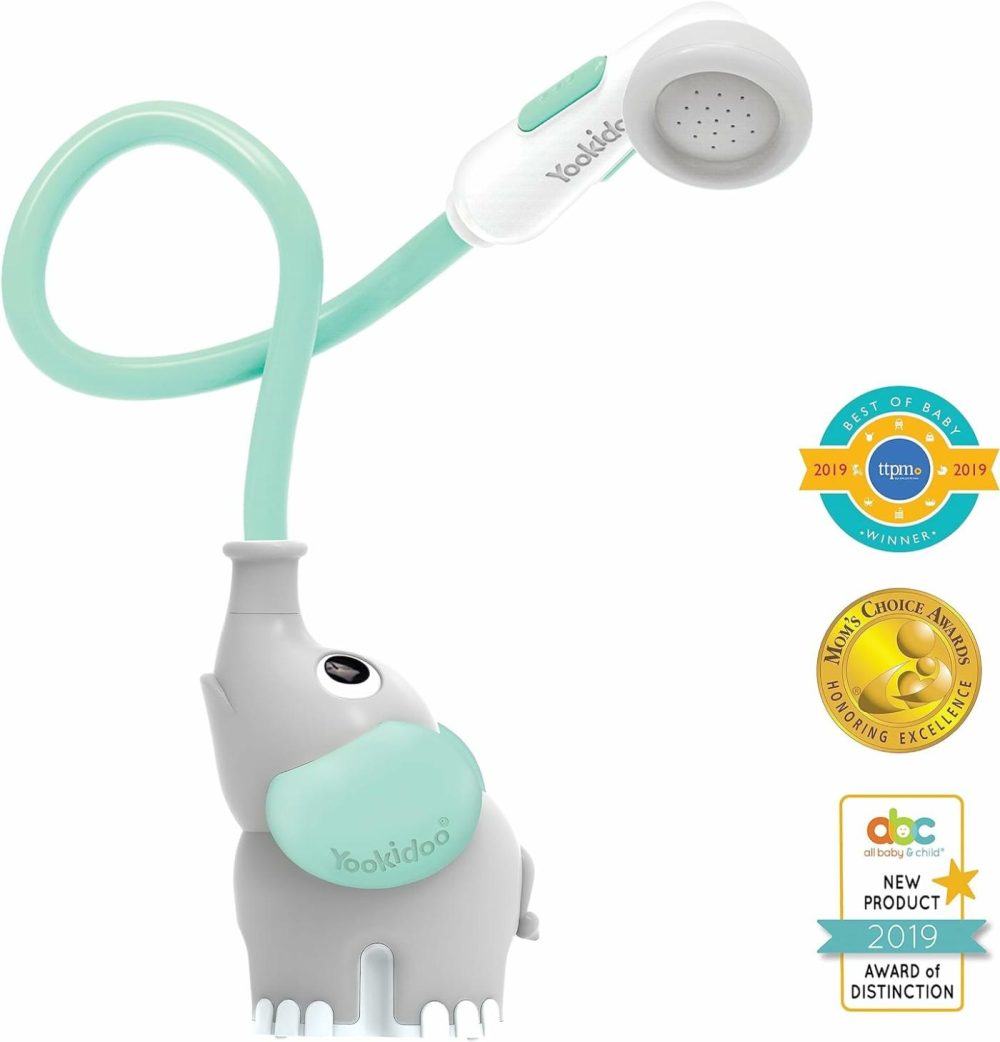 Baby Bath Shower Head – Elephant Water Pump With Trunk Spout Rinser – Control Water Flow From 2 Elephant Trunk Knobs For Maximum Fun In Tub Or Sink For Newborn Babies  |  Bath Toys All Toys Bath Toys