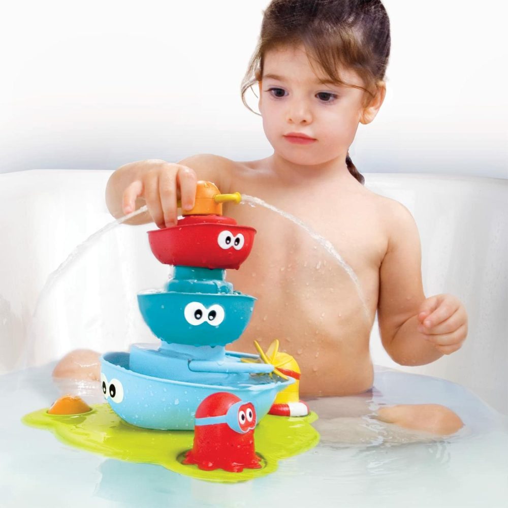 Baby Bath Toy (7 Piece Set) – Stack N’ Spray Bathtub Fountain – Magical Spray Fountain For Bathtime Fun  |  Bath Toys All Toys Bath Toys