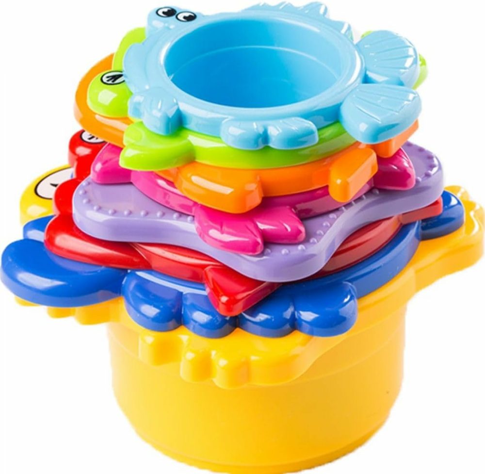 Baby Bath Toy – Beach Stacking Cups For Boys And Girls – Bath Tub Toys For Toddlers And Kids – 8 Pcs  |  Bath Toys All Toys Bath Toys