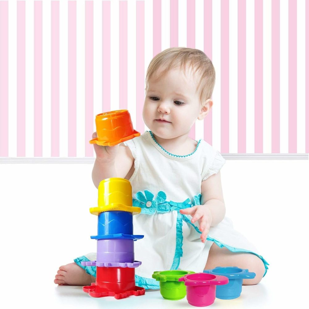 Baby Bath Toy – Beach Stacking Cups For Boys And Girls – Bath Tub Toys For Toddlers And Kids – 8 Pcs  |  Bath Toys All Toys Bath Toys