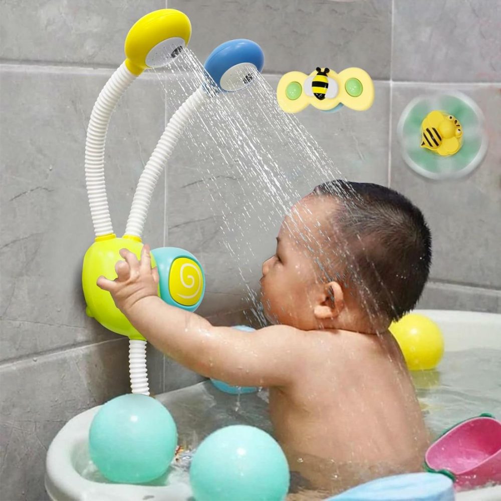 Baby Bath Toy For Kids Ages 1-3 With Shower Head And 3 Suction Cup Spinners，Bath Shower Head For Kids ,Bath Sprayer For Kids Toddlers Baby Infant Girls Boys  |  Bath Toys All Toys Bath Toys