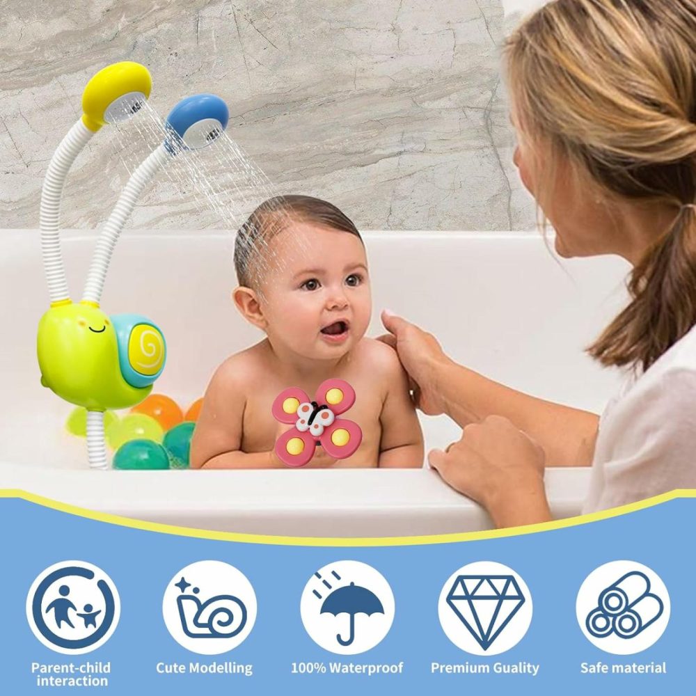 Baby Bath Toy For Kids Ages 1-3 With Shower Head And 3 Suction Cup Spinners，Bath Shower Head For Kids ,Bath Sprayer For Kids Toddlers Baby Infant Girls Boys  |  Bath Toys All Toys Bath Toys