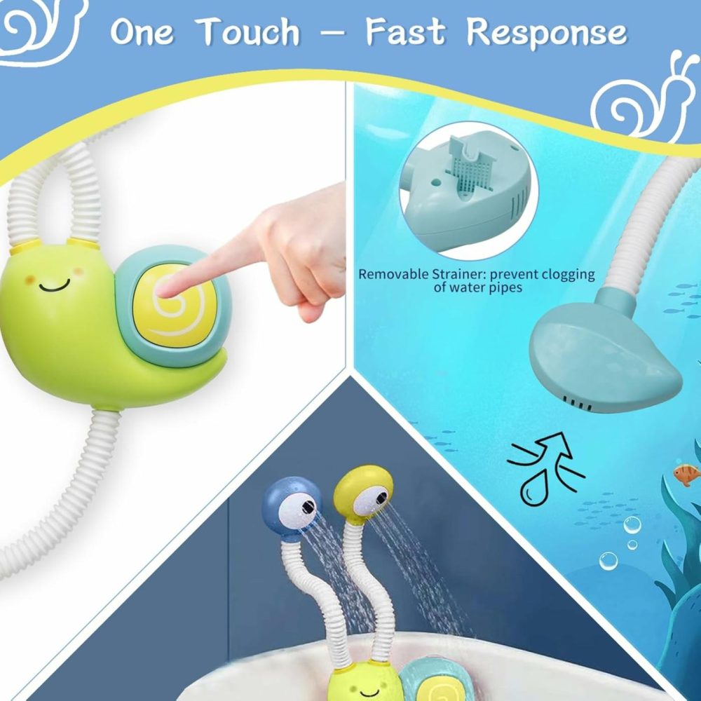 Baby Bath Toy For Kids Ages 1-3 With Shower Head And 3 Suction Cup Spinners，Bath Shower Head For Kids ,Bath Sprayer For Kids Toddlers Baby Infant Girls Boys  |  Bath Toys All Toys Bath Toys