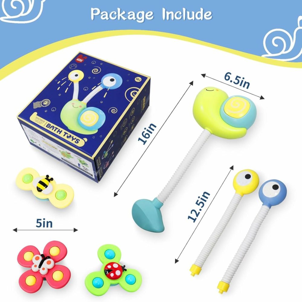 Baby Bath Toy For Kids Ages 1-3 With Shower Head And 3 Suction Cup Spinners，Bath Shower Head For Kids ,Bath Sprayer For Kids Toddlers Baby Infant Girls Boys  |  Bath Toys All Toys Bath Toys