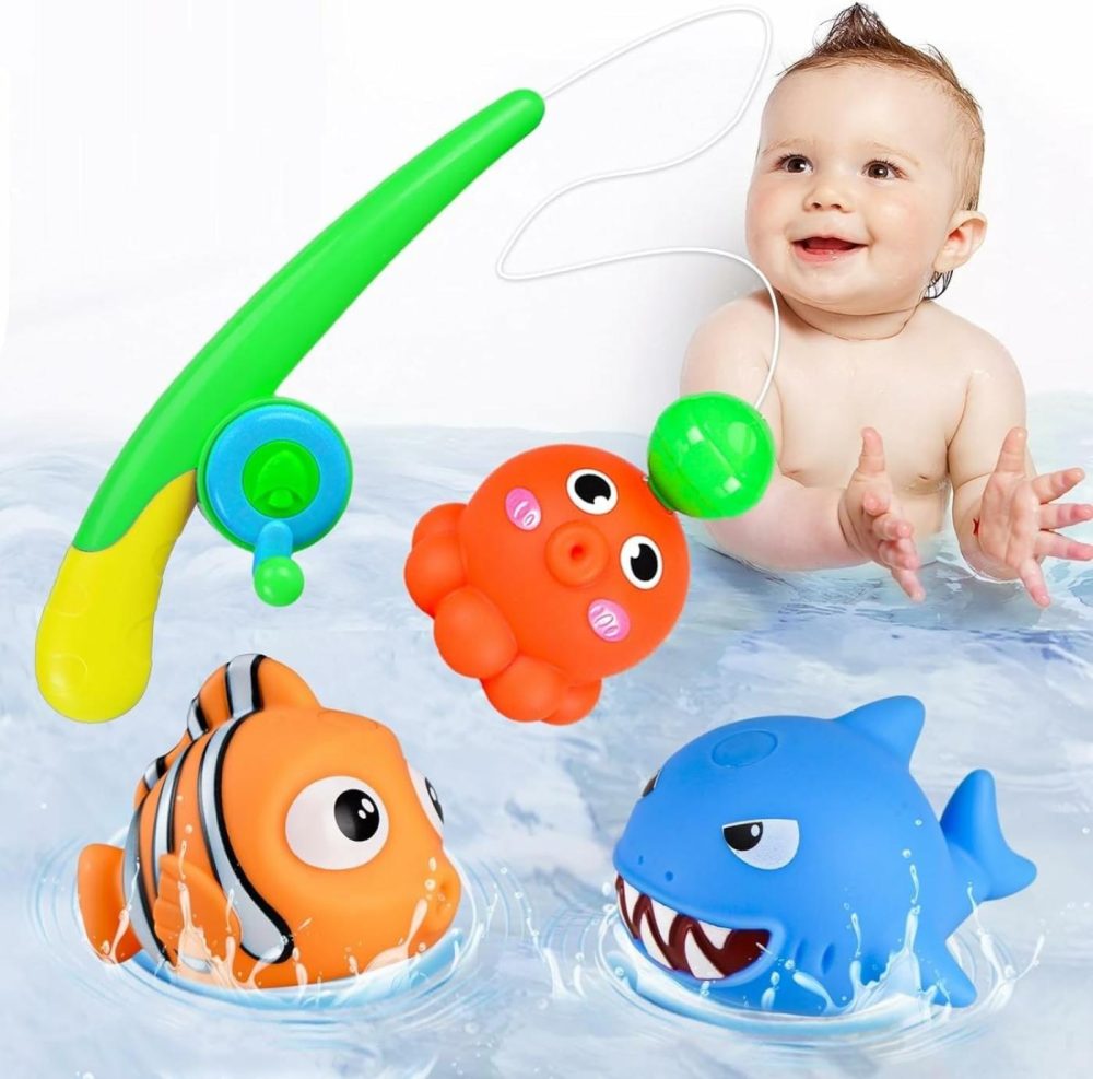 Baby Bath Toy Set | Magnetic Fishing Toy Water Table Bathtub Kiddie Party Toy Fishing Pole Rod  Mold-Free Soft Rubber Floating Fish  Toddler Bath Game Gifts Age 18 Months 3 4 5 6 Year Old  |  Bath Toys All Toys Bath Toys