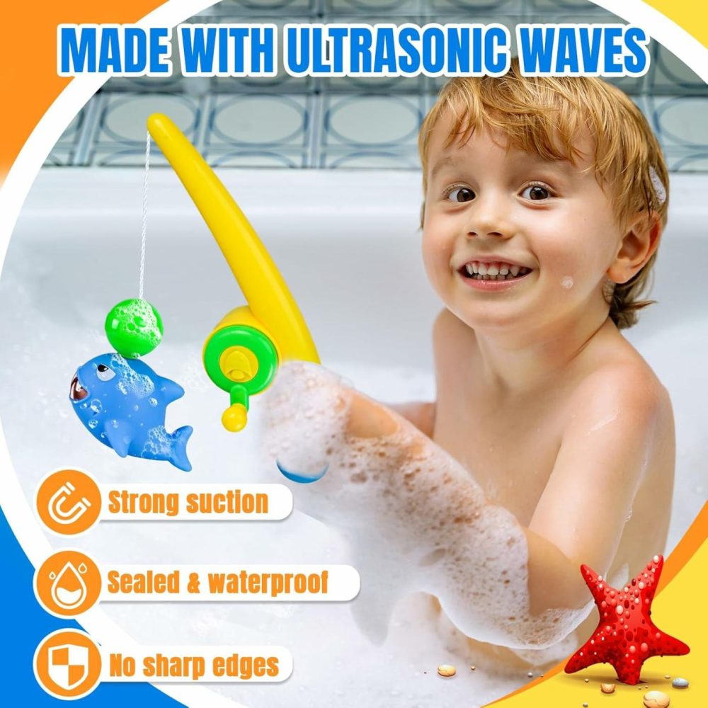 Baby Bath Toy Set | Magnetic Fishing Toy Water Table Bathtub Kiddie Party Toy Fishing Pole Rod  Mold-Free Soft Rubber Floating Fish  Toddler Bath Game Gifts Age 18 Months 3 4 5 6 Year Old  |  Bath Toys All Toys Bath Toys