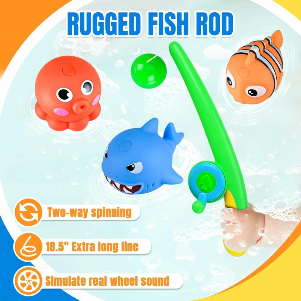 Baby Bath Toy Set | Magnetic Fishing Toy Water Table Bathtub Kiddie Party Toy Fishing Pole Rod  Mold-Free Soft Rubber Floating Fish  Toddler Bath Game Gifts Age 18 Months 3 4 5 6 Year Old  |  Bath Toys All Toys Bath Toys