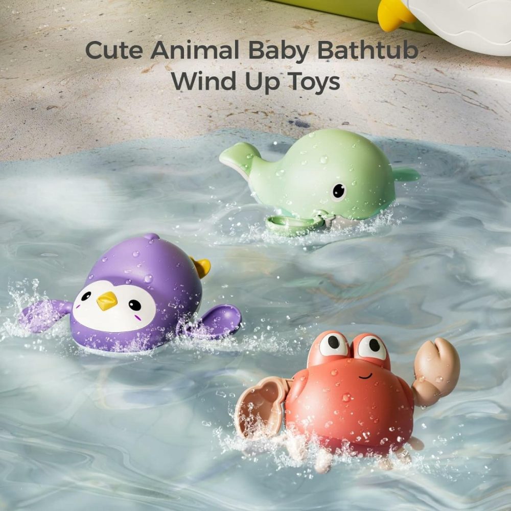 Baby Bath Toy,Bath Bubble Maker Machine With Music,3 Wind-Up Bathtub Toys,Crab Shower Water Toy For Toddlers Kids Boys Grils,4 Pieces  |  Bath Toys All Toys Bath Toys