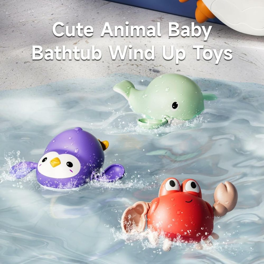 Baby Bath Toy,Musical Bath Bubble Maker Machine,3 Wind-Up Bathtub Toys,Crab Shower Water Toy For Toddlers Kids Boys Girls,4 Pieces  |  Bath Toys All Toys Bath Toys