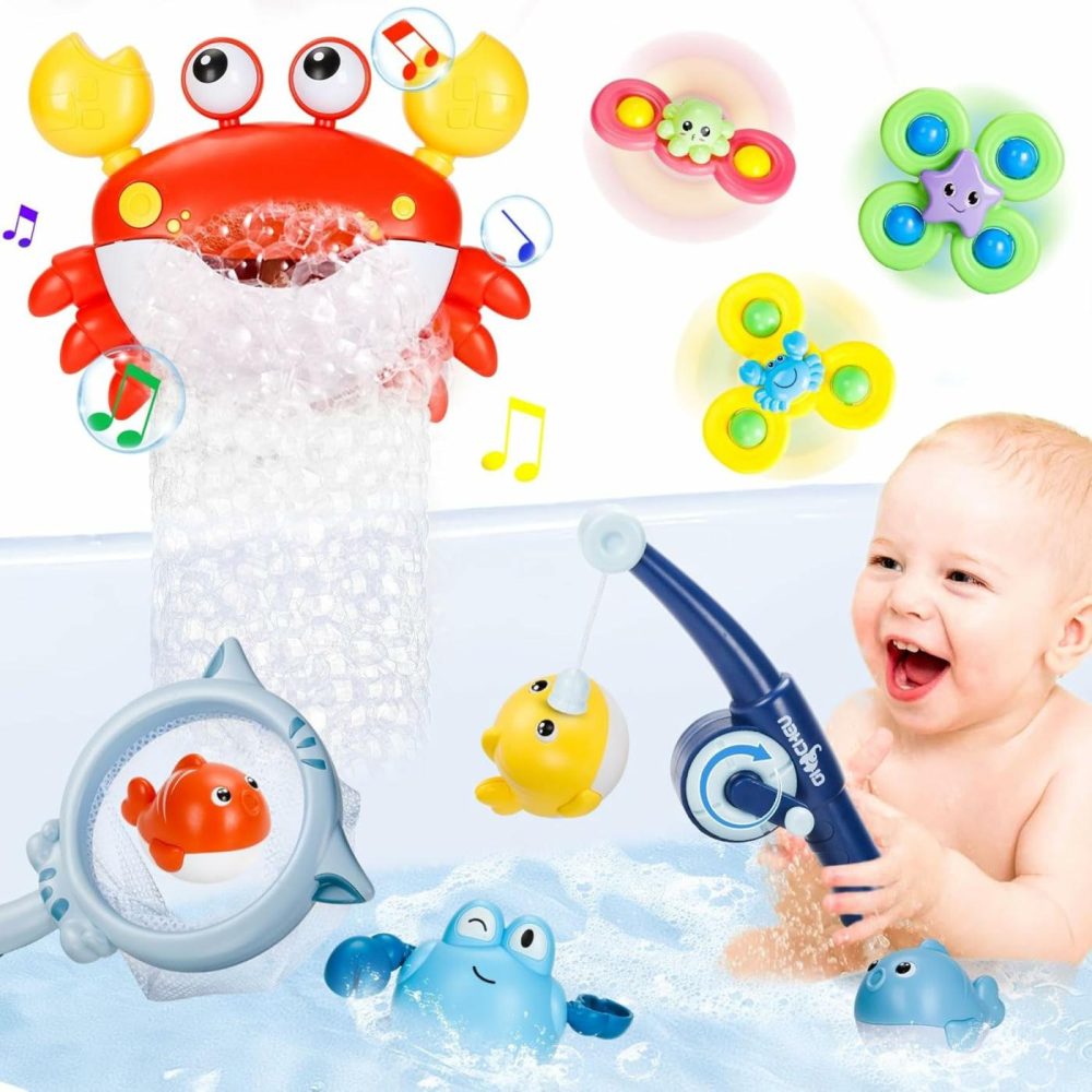 Baby Bath Toys  10 Pcs Bath Toys Fish Set For Toddlers 1-12  Bathtub Toys With Crab Bath Toys Suction Spinner Toys For Babies 6-12  12-18 Months  Shower Toy Gift For Baby Kids Girls Boys  |  Bath Toys All Toys Bath Toys