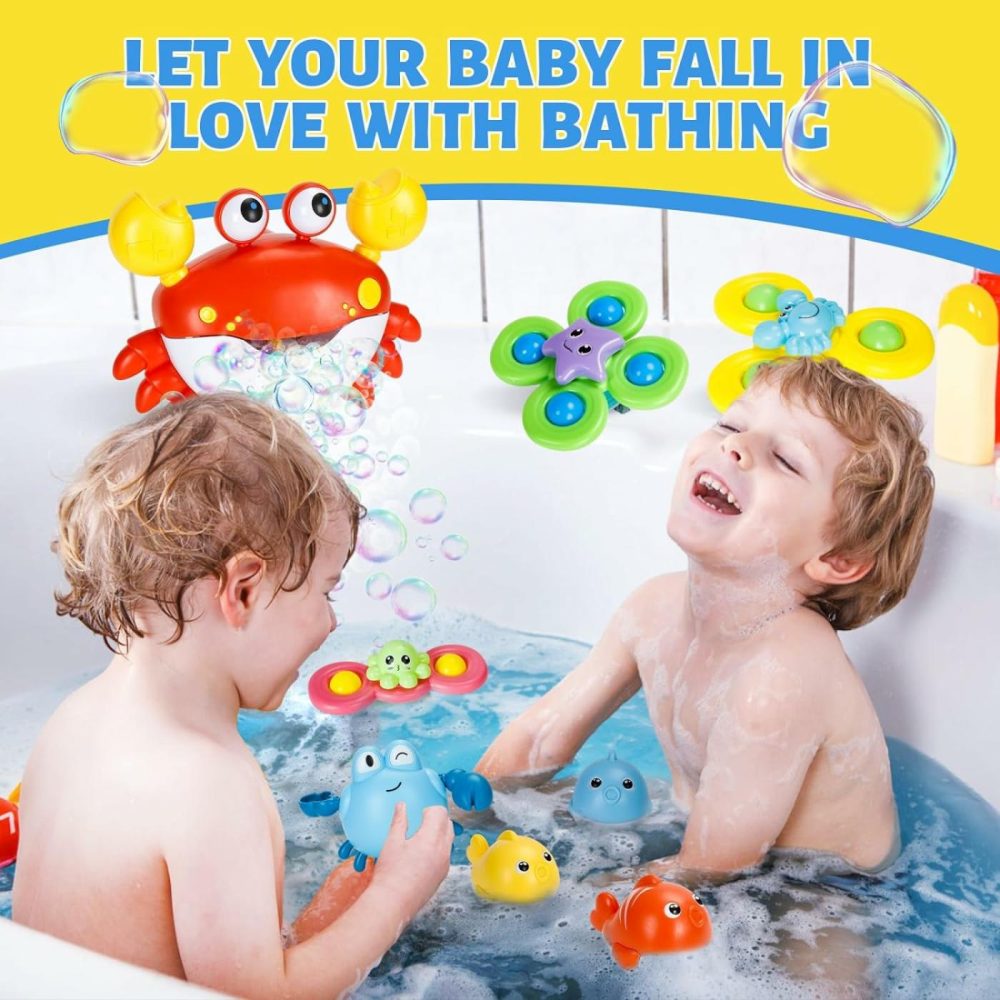 Baby Bath Toys  10 Pcs Bath Toys Fish Set For Toddlers 1-12  Bathtub Toys With Crab Bath Toys Suction Spinner Toys For Babies 6-12  12-18 Months  Shower Toy Gift For Baby Kids Girls Boys  |  Bath Toys All Toys Bath Toys