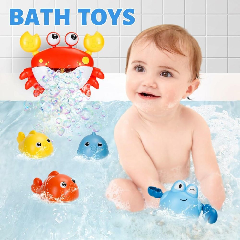 Baby Bath Toys  10 Pcs Bath Toys Fish Set For Toddlers 1-12  Bathtub Toys With Crab Bath Toys Suction Spinner Toys For Babies 6-12  12-18 Months  Shower Toy Gift For Baby Kids Girls Boys  |  Bath Toys All Toys Bath Toys