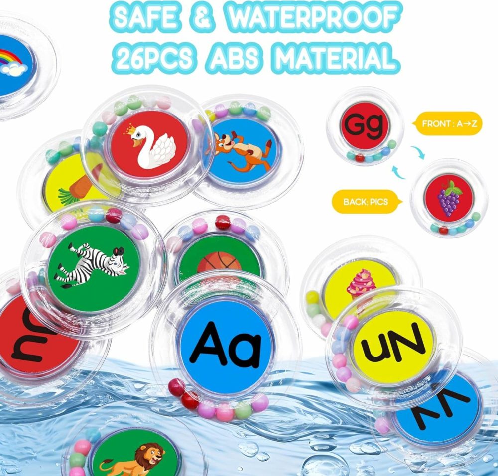 Baby Bath Toys 26Pcs Alphabet Letters  Mold Free Floating Bathtub Toys Water Pool Toys Set With Mesh Bag For Kids Toddlers Ages 2 3 4 5 – Preschool Abc Learning Educational Gifts  |  Bath Toys All Toys Bath Toys