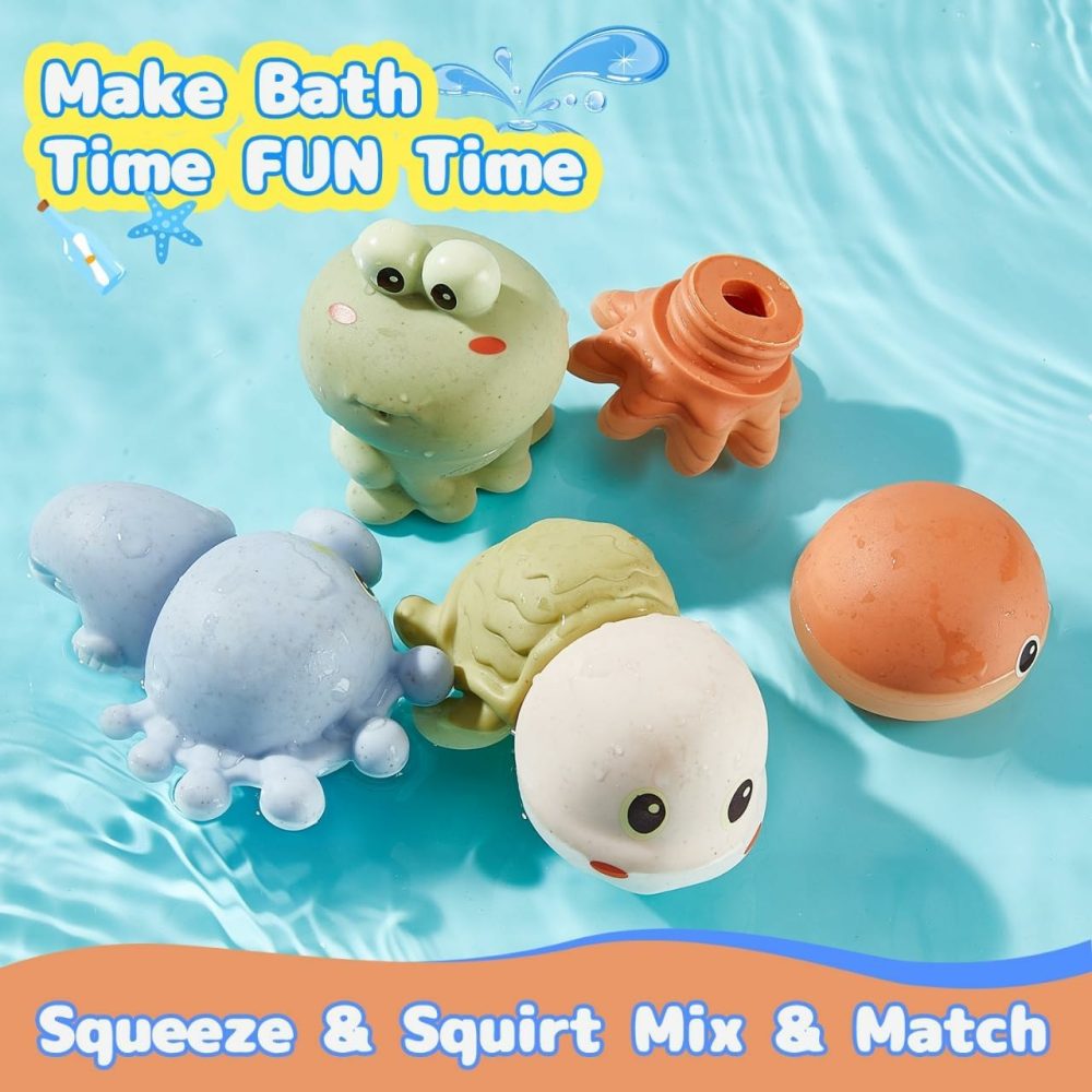 Baby Bath Toys  4 Pack Bath Toys For Babies 6 – 12 Months  Water Table Accessories Pool Bath Toys For Kids Age 1-3  Infant Toddler Toys Baby Girl Boy Gifts  |  Bath Toys All Toys Bath Toys