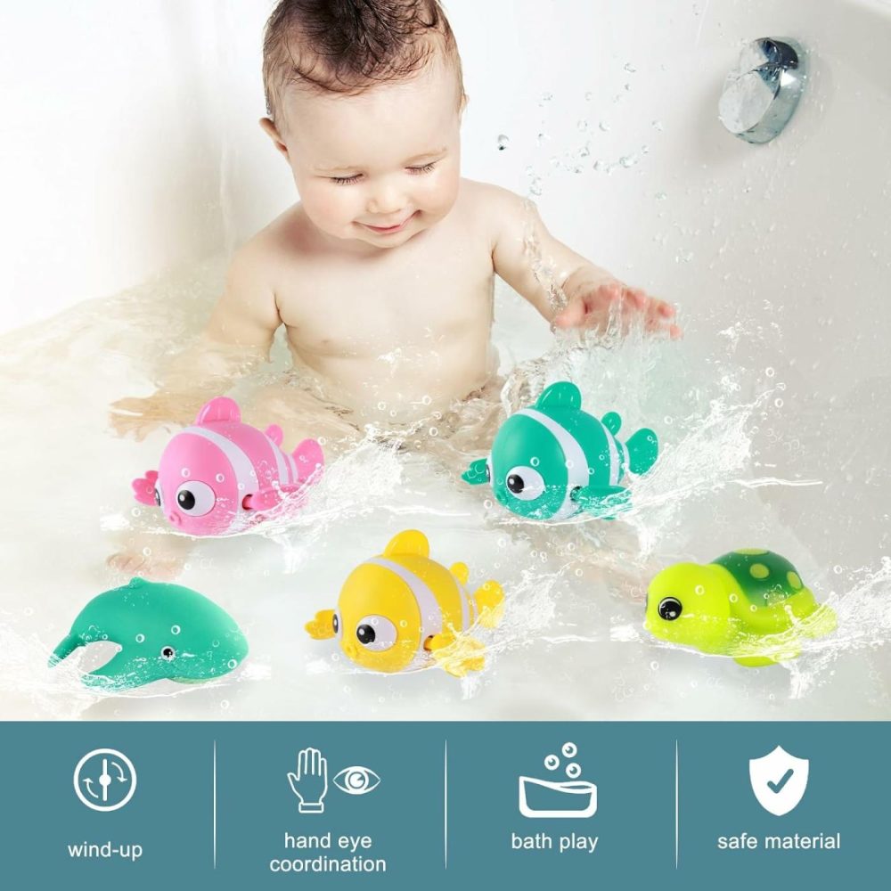 Baby Bath Toys  6 Pack Cute Swimming Fish Bath Toys For Kids Ages 1-3  Floating Wind Up Toys For 1 Year Old Boy Birthday Gift  New Born Baby Bath Tub Toys  Preschool Toddler Bath Toys  |  Bath Toys All Toys Bath Toys