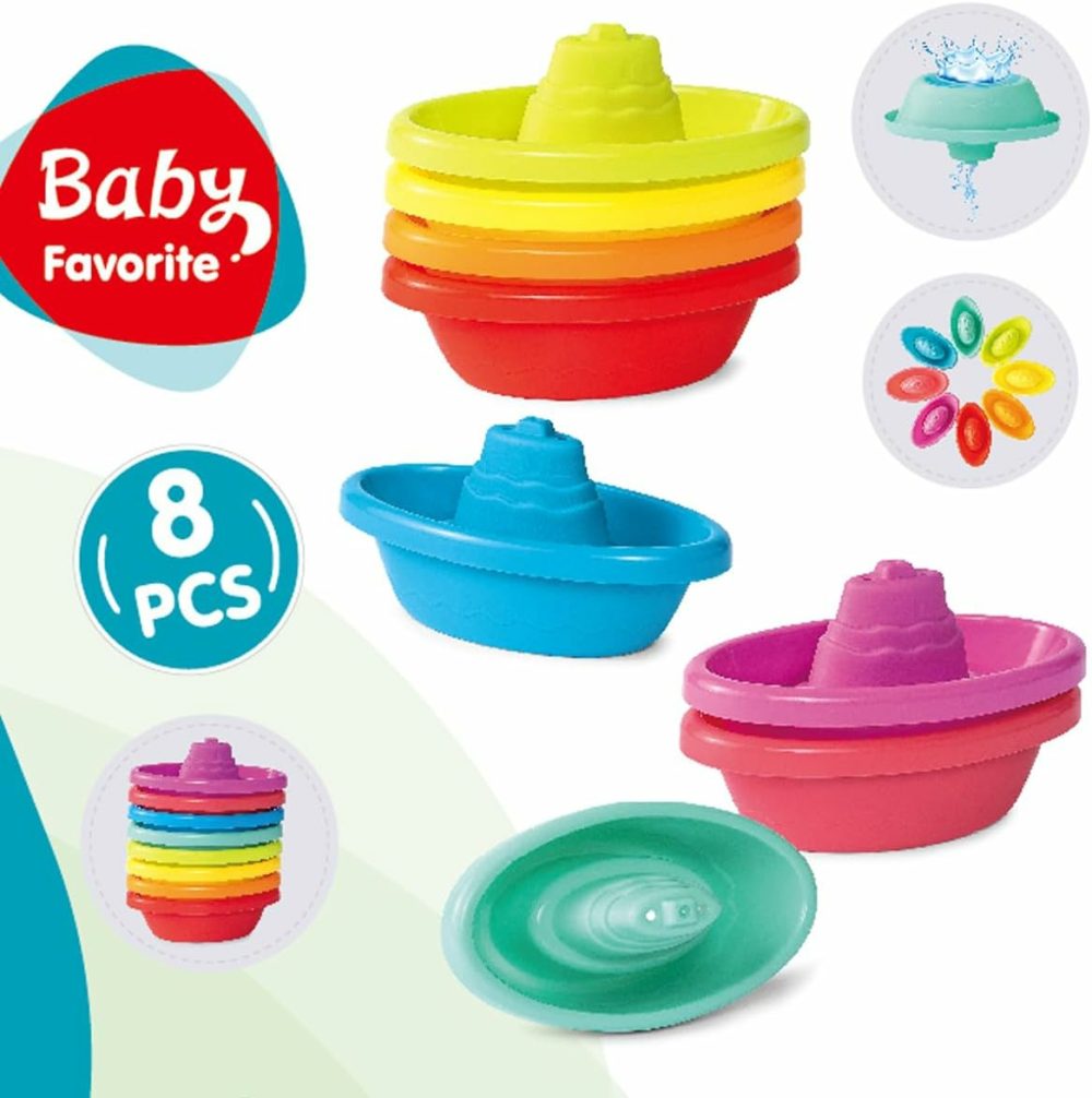 Baby Bath Toys 6 To 12-18 Months  8Packs Stackable Floating Boat Toys For Toddlers (617-99)  |  Bath Toys All Toys Bath Toys