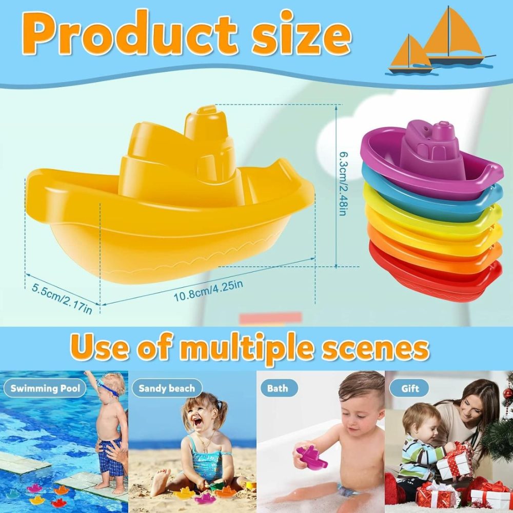 Baby Bath Toys 6 To 12-18 Months  Stackable Floating Boat Toys For Toddlers  |  Bath Toys All Toys Bath Toys