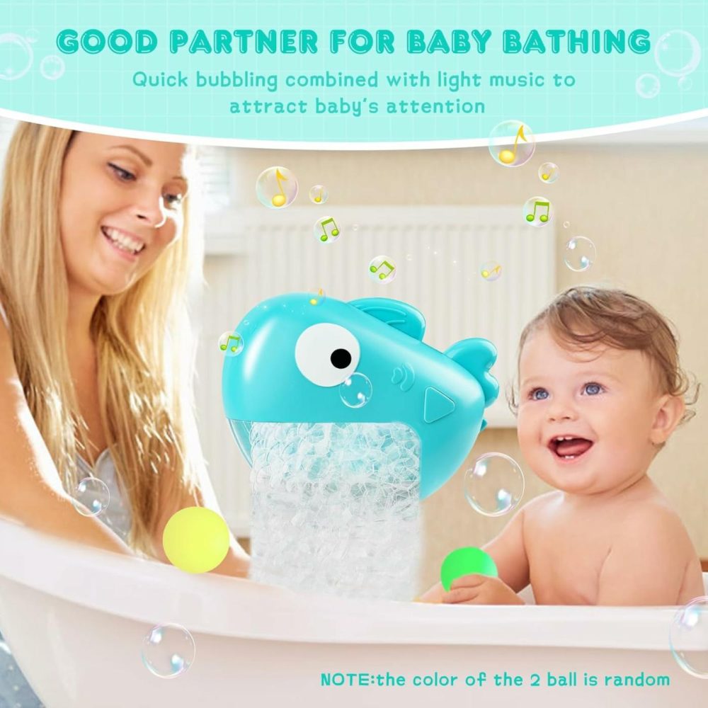 Baby Bath Toys – Bath Bubble Machine  Automatic Bathtub Bubble Maker With Music  Bubble Machine Bath Toy  Bathtime Shower Bathtub Toys For Toddlers  Bath Toys For Kids Ages 1-3  |  Bath Toys All Toys Bath Toys