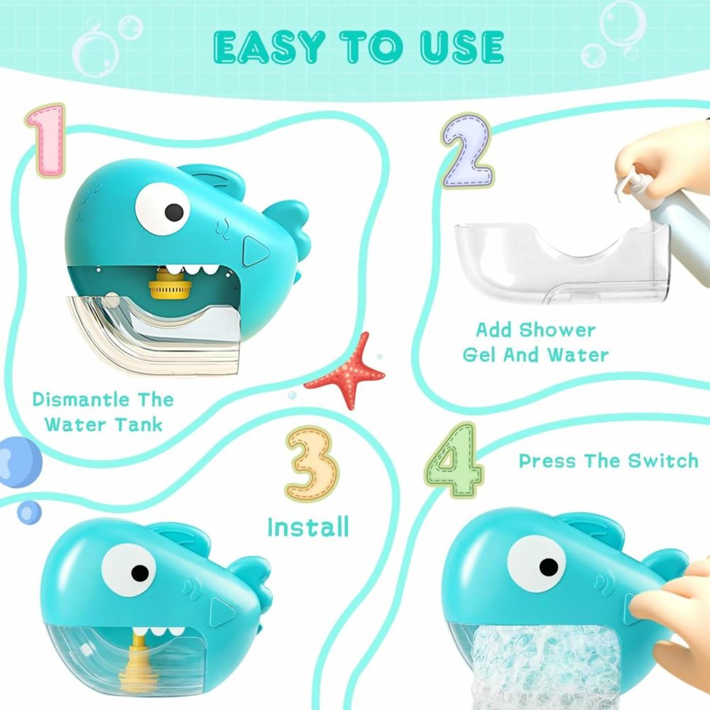 Baby Bath Toys – Bath Bubble Machine  Automatic Bathtub Bubble Maker With Music  Bubble Machine Bath Toy  Bathtime Shower Bathtub Toys For Toddlers  Bath Toys For Kids Ages 1-3  |  Bath Toys All Toys Bath Toys