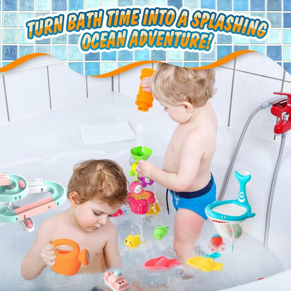 Baby Bath Toys  Bathtub Toys For Toddlers  Kids Shower Toys Bath Tub Slide Toys Set For Infants With Storage Organizer For Birthday  Preschool Gifts  Bathtime  Babies  Boys  Girls  Age 3+  |  Bath Toys All Toys Bath Toys