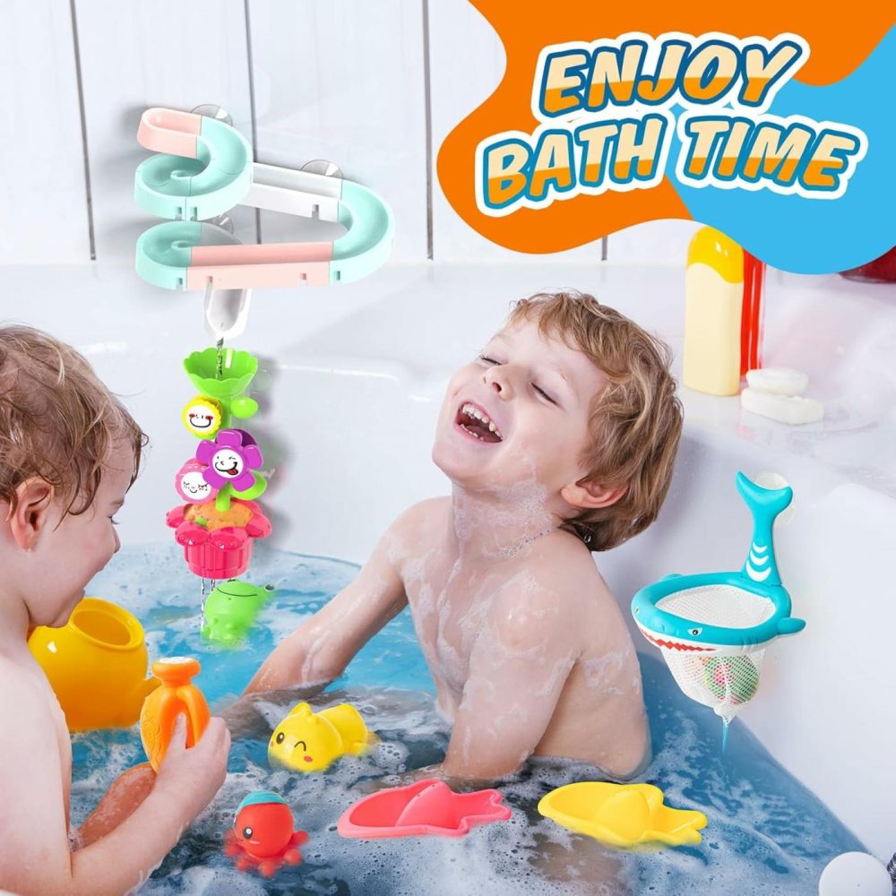 Baby Bath Toys  Bathtub Toys For Toddlers  Kids Shower Toys Bath Tub Slide Toys Set For Infants With Storage Organizer For Birthday  Preschool Gifts  Bathtime  Babies  Boys  Girls  Age 3+  |  Bath Toys All Toys Bath Toys