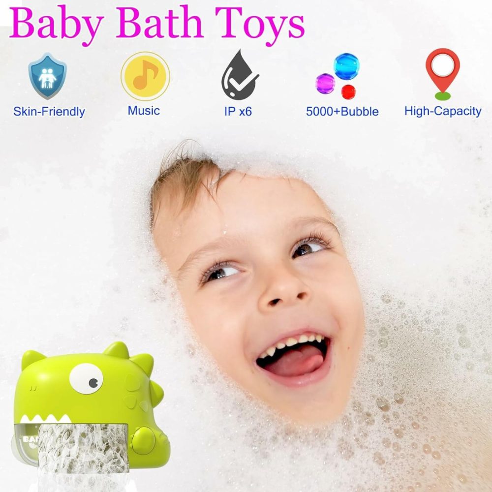 Baby Bath Toys – Dinosaur Automatic Bath Bubble Machine,Bathtub Bubble Maker With Music,Bathtime Shower Bathtub Toys For Toddlers,Birthday Gifts For Boys Girls Age 1-5,Baby Gifts  |  Bath Toys All Toys Bath Toys