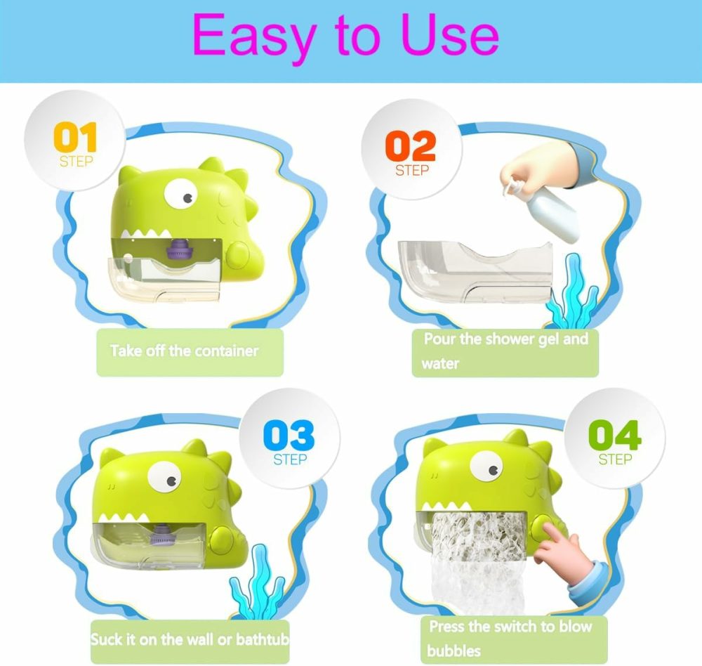 Baby Bath Toys – Dinosaur Automatic Bath Bubble Machine,Bathtub Bubble Maker With Music,Bathtime Shower Bathtub Toys For Toddlers,Birthday Gifts For Boys Girls Age 1-5,Baby Gifts  |  Bath Toys All Toys Bath Toys