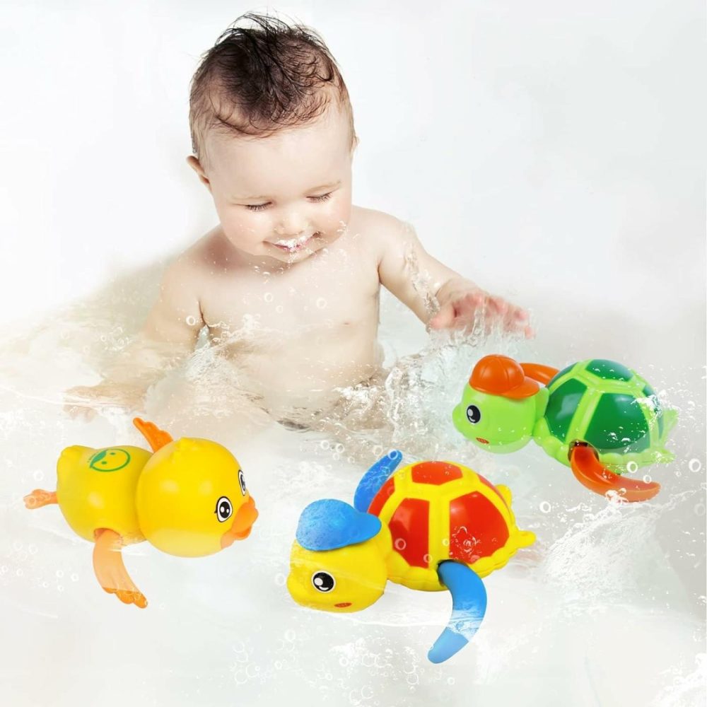 Baby Bath Toys  Floating Wind Up Swimming Turtle And Duck  Bathtub Toys  Pool Toys  Water Toys For Toddlers Boy Girl 3 Pack  |  Bath Toys All Toys Bath Toys