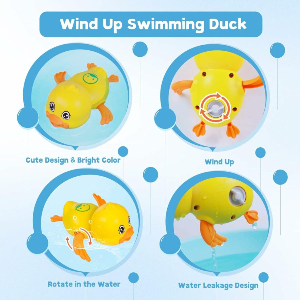 Baby Bath Toys  Floating Wind Up Swimming Turtle And Duck  Bathtub Toys  Pool Toys  Water Toys For Toddlers Boy Girl 3 Pack  |  Bath Toys All Toys Bath Toys