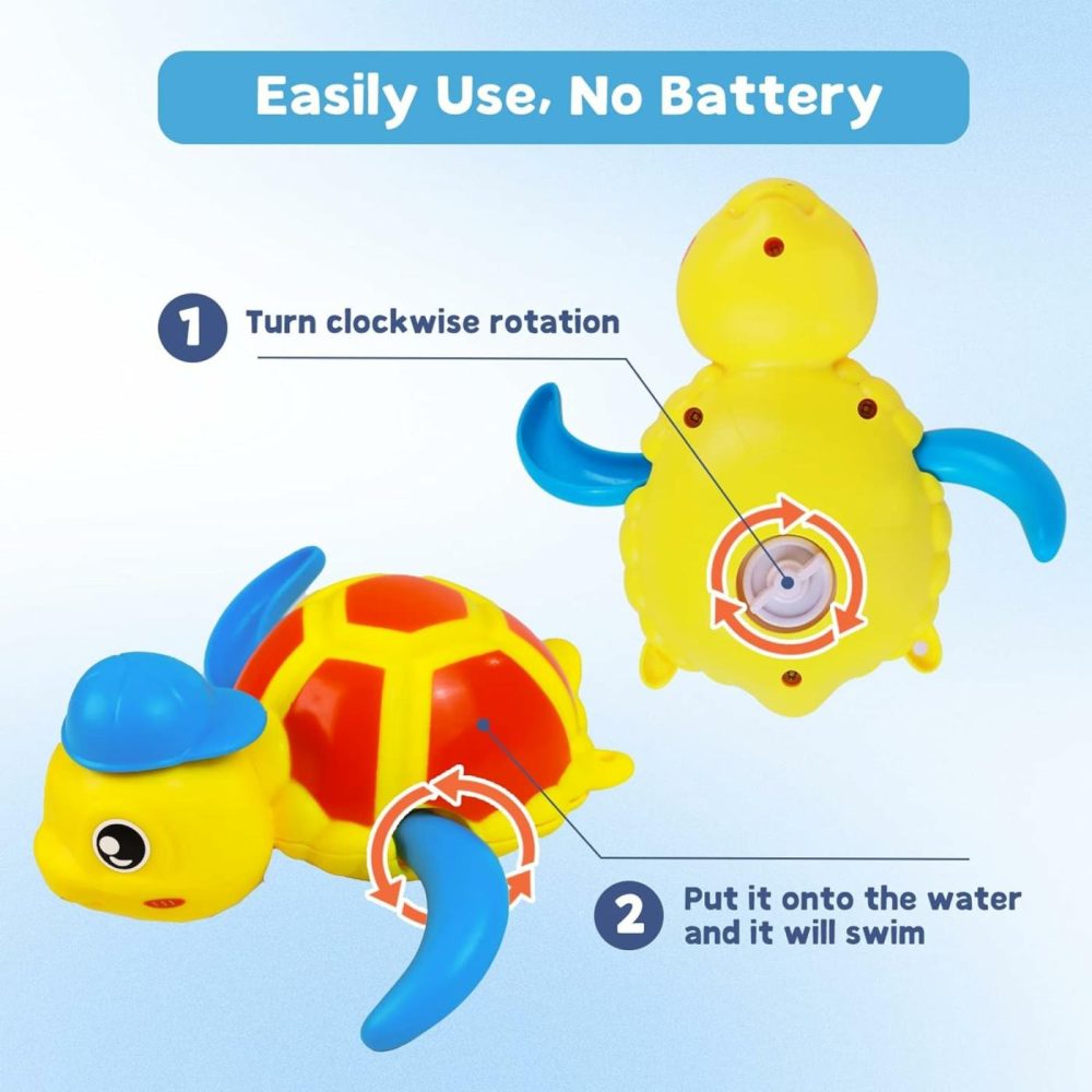 Baby Bath Toys  Floating Wind Up Swimming Turtle And Duck  Bathtub Toys  Pool Toys  Water Toys For Toddlers Boy Girl 3 Pack  |  Bath Toys All Toys Bath Toys