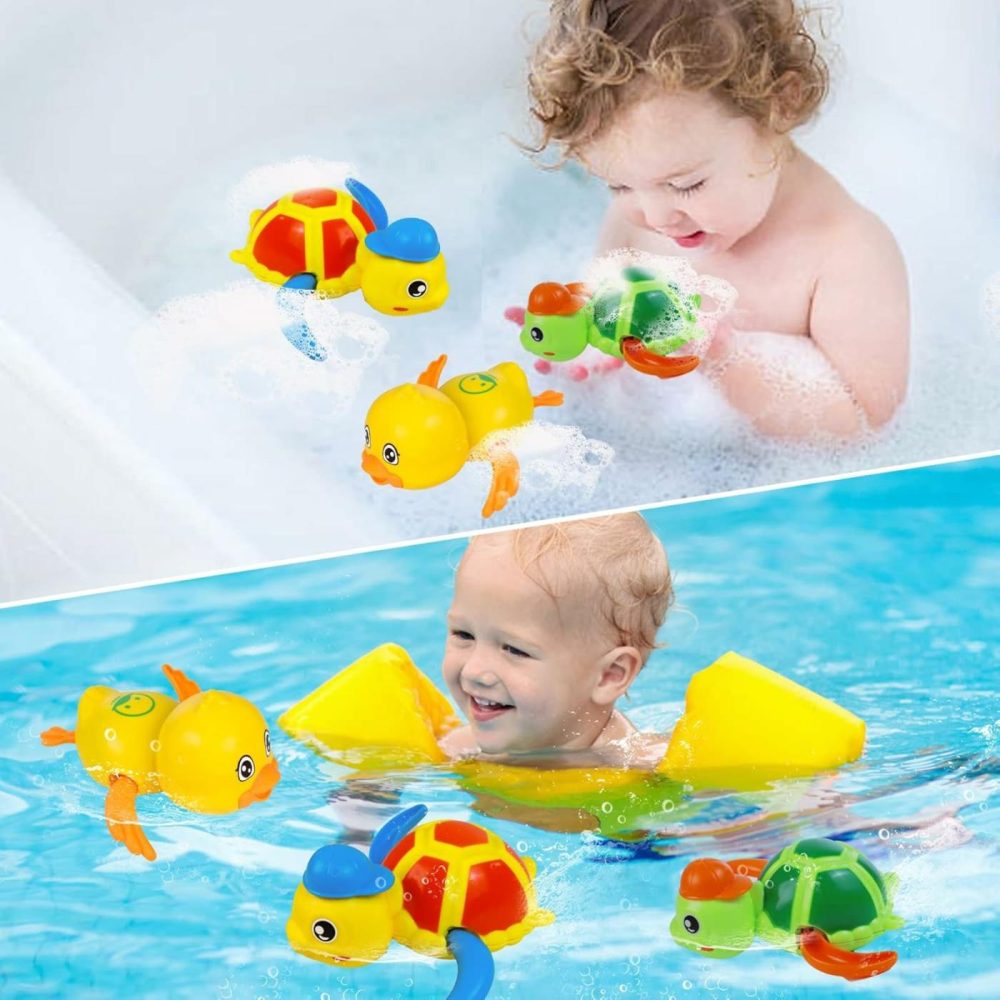 Baby Bath Toys  Floating Wind Up Swimming Turtle And Duck  Bathtub Toys  Pool Toys  Water Toys For Toddlers Boy Girl 3 Pack  |  Bath Toys All Toys Bath Toys