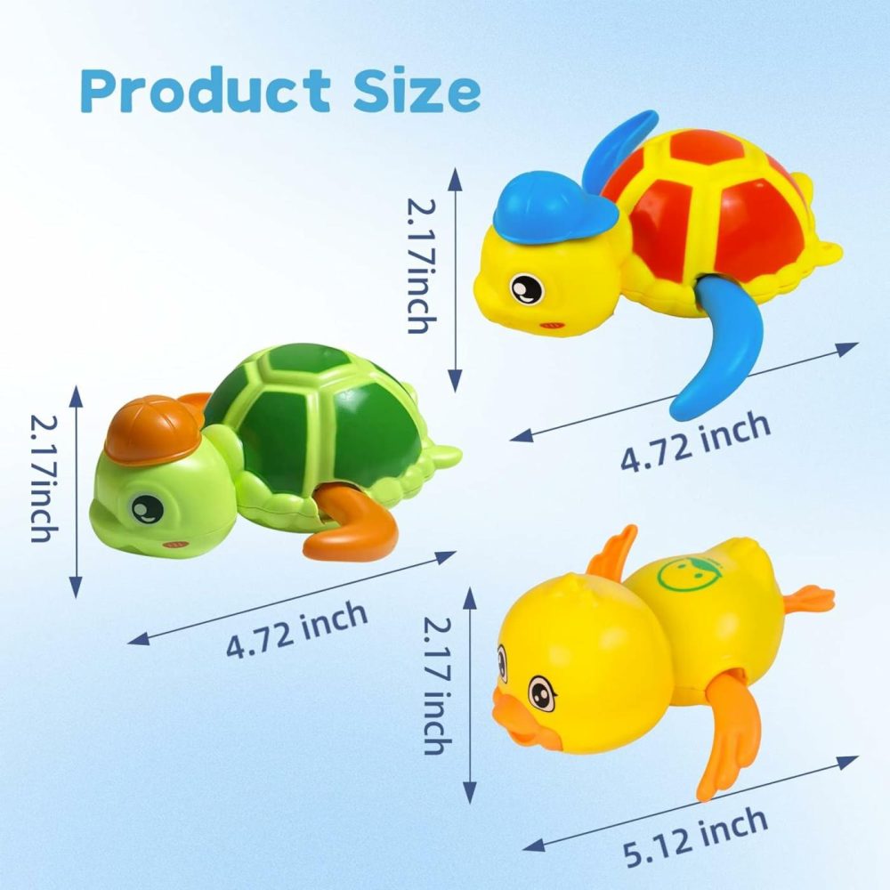 Baby Bath Toys  Floating Wind Up Swimming Turtle And Duck  Bathtub Toys  Pool Toys  Water Toys For Toddlers Boy Girl 3 Pack  |  Bath Toys All Toys Bath Toys