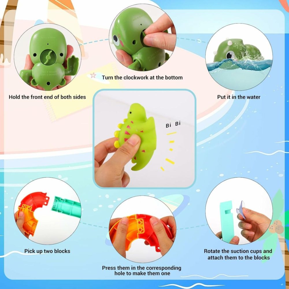 Baby Bath Toys For Kids 3-4-8,Multi-Track Water Playset Toddler Bathtub Toy Shape Building Dino Birthday Gift For Boys Girls Bath Time- Educational And Safe  |  Bath Toys All Toys Bath Toys