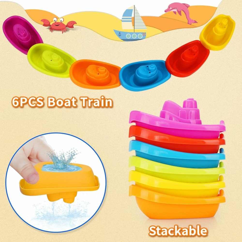 Baby Bath Toys For Kids Ages 1-3  13 Pcs Bathtub Toys For Babies 6-12-18 Months  Mold Free Bath Boat With Stacking Cup & Watering Can   Water Table Toys For Infants Boys Girls 1 2 3 4  |  Bath Toys All Toys Bath Toys