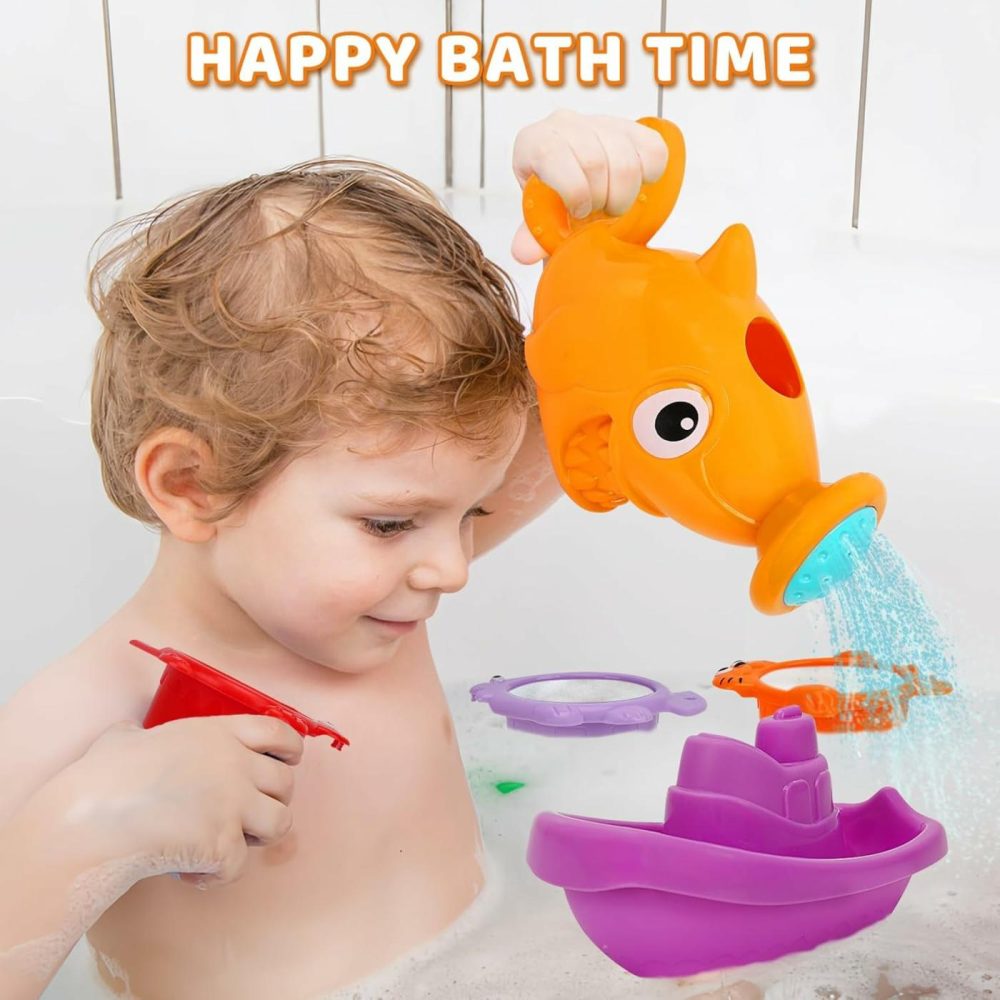 Baby Bath Toys For Kids Ages 1-3  13 Pcs Bathtub Toys For Babies 6-12-18 Months  Mold Free Bath Boat With Stacking Cup & Watering Can   Water Table Toys For Infants Boys Girls 1 2 3 4  |  Bath Toys All Toys Bath Toys