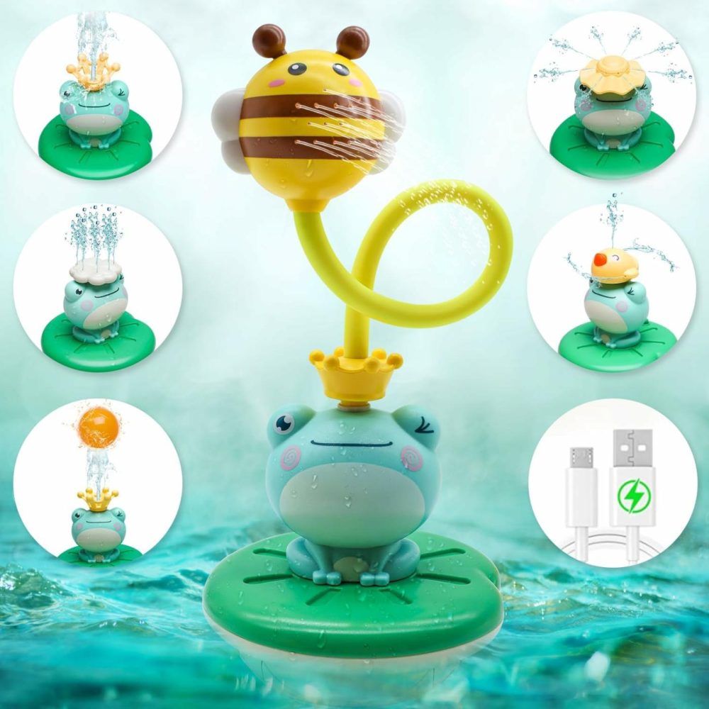 Baby Bath Toys For Kids  Electric Frog Bath Toy With Shower Head & 4 Spray Water Sprinklers Bathtub Toys For Toddlers1-3  Swimming Pool Game Water Play Set Gift For Bathtub Shower Beach  |  Bath Toys All Toys Bath Toys