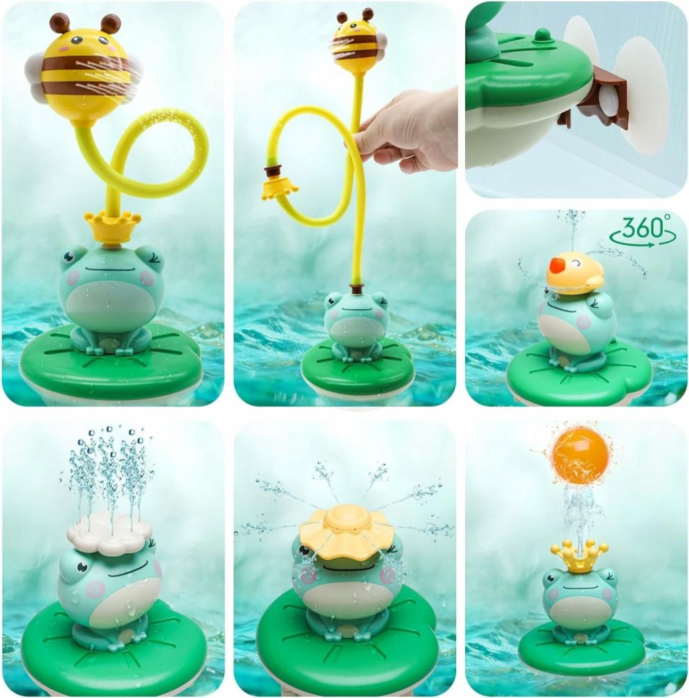 Baby Bath Toys For Kids  Electric Frog Bath Toy With Shower Head & 4 Spray Water Sprinklers Bathtub Toys For Toddlers1-3  Swimming Pool Game Water Play Set Gift For Bathtub Shower Beach  |  Bath Toys All Toys Bath Toys