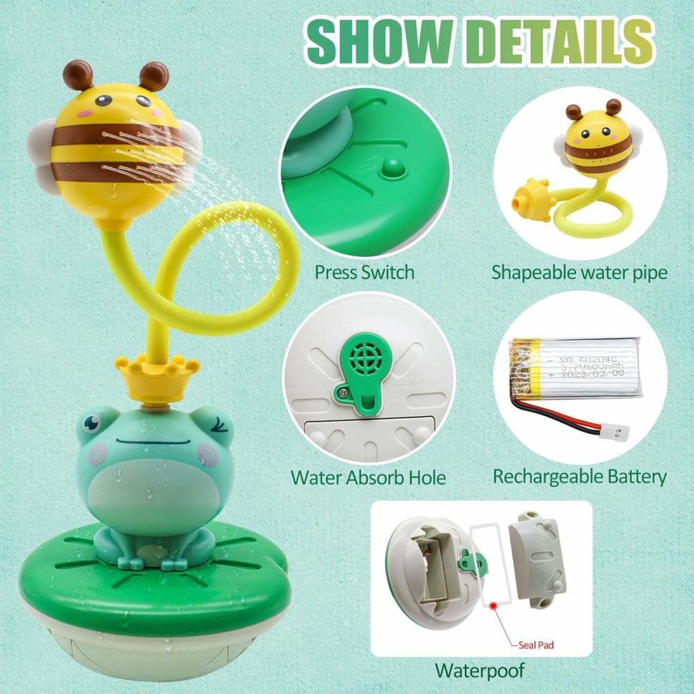 Baby Bath Toys For Kids  Electric Frog Bath Toy With Shower Head & 4 Spray Water Sprinklers Bathtub Toys For Toddlers1-3  Swimming Pool Game Water Play Set Gift For Bathtub Shower Beach  |  Bath Toys All Toys Bath Toys