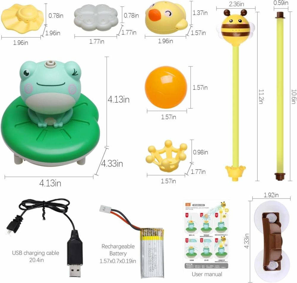 Baby Bath Toys For Kids  Electric Frog Bath Toy With Shower Head & 4 Spray Water Sprinklers Bathtub Toys For Toddlers1-3  Swimming Pool Game Water Play Set Gift For Bathtub Shower Beach  |  Bath Toys All Toys Bath Toys