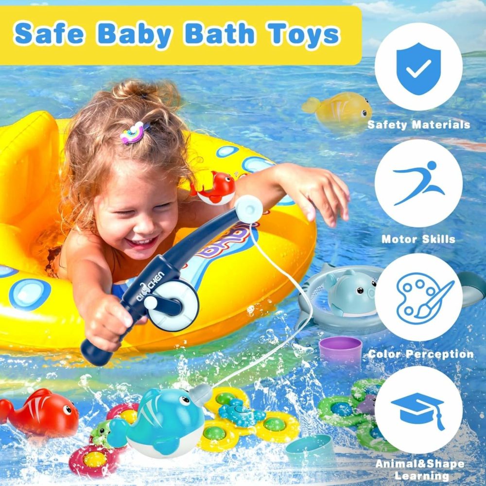 Baby Bath Toys For Toddlers 1-3  Bathtub Toys Kids Shower Toys With Stacking Cups  Fishing Games & Net  Bathtub Water Table Shower Pool Toys Set For Boys Girls  16 Pcs  |  Bath Toys All Toys Bath Toys