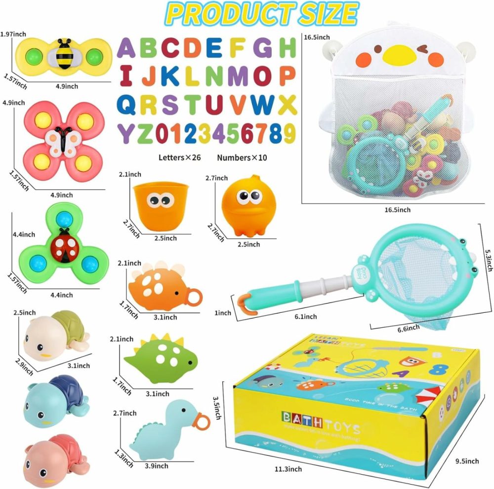 Baby Bath Toys For Toddlers 1-3  Kid Bathtub Toy With 36 Foam Bath Letter & Number  Fishing Games With Fish Net  Water Pool Toy With Storage Bag  Shower Toy Gift For Boy Girl Infant 1 2 3 4 5 6  |  Bath Toys All Toys Bath Toys