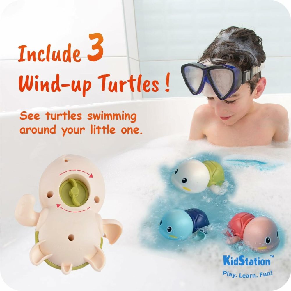 Baby Bath Toys For Toddlers 1-3  Kids 3-4 Years Old – Lion Bathtub Toys With Bubble Foam Maker + 3 Wind-Up Swimming Turtles – Gift Card Included For Christmas And Birthday  |  Bath Toys All Toys Bath Toys