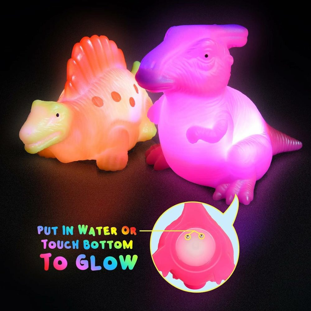 Baby Bath Toys For Toddlers 1-5  6 Packs Light Up Floating Dinosaur Toys For Kids 1-5 Year Olds Boys Girls Birthday For Babies Age 1-5 Sensory Toys Preschool Bathtub Pool Shower Games  |  Bath Toys All Toys Bath Toys