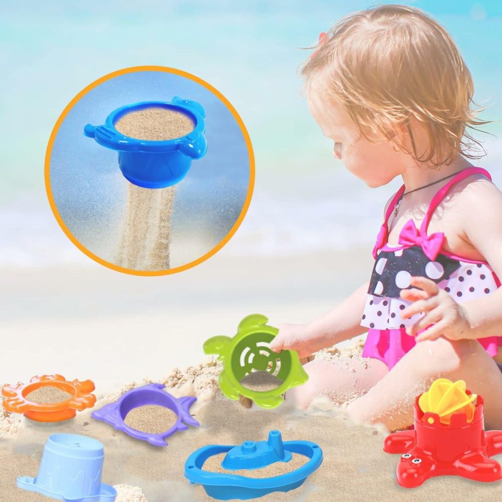 Baby Bath Toys For Toddlers – 12 Pcs Rainbow Stacking Cups Baby Toy With Bath Boats Train And Toddler Watering Can – Stackable Plastic Bath Toys – Sea Animal Shapes Bath Toy For Girls And Boys  |  Bath Toys All Toys Bath Toys