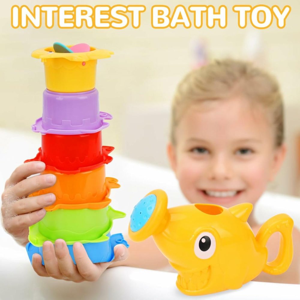 Baby Bath Toys For Toddlers | 13 Pcs Toddler Water Toys | Infants Bathtub Toys With 1 Shark Shower | 6 Toy Boats And 6 Baby Bath Cup | Bath Toys For Babies 6-12 Months  |  Bath Toys All Toys Bath Toys