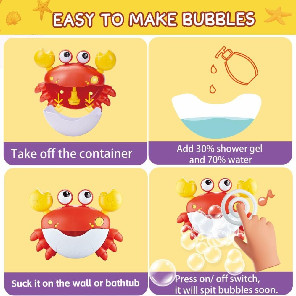 Baby Bath Toys For Toddlers  Crab Bath Bubble Maker With 12 Songs  3 Pack Wind-Up Pool Toys For Kid  Bathtub Toys As Birthday Gift For Boys Girls  |  Bath Toys All Toys Bath Toys