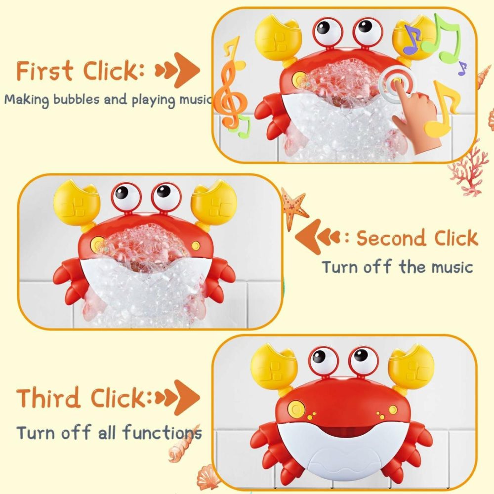 Baby Bath Toys For Toddlers  Crab Bath Bubble Maker With 12 Songs  3 Pack Wind-Up Pool Toys For Kid  Bathtub Toys As Birthday Gift For Boys Girls  |  Bath Toys All Toys Bath Toys