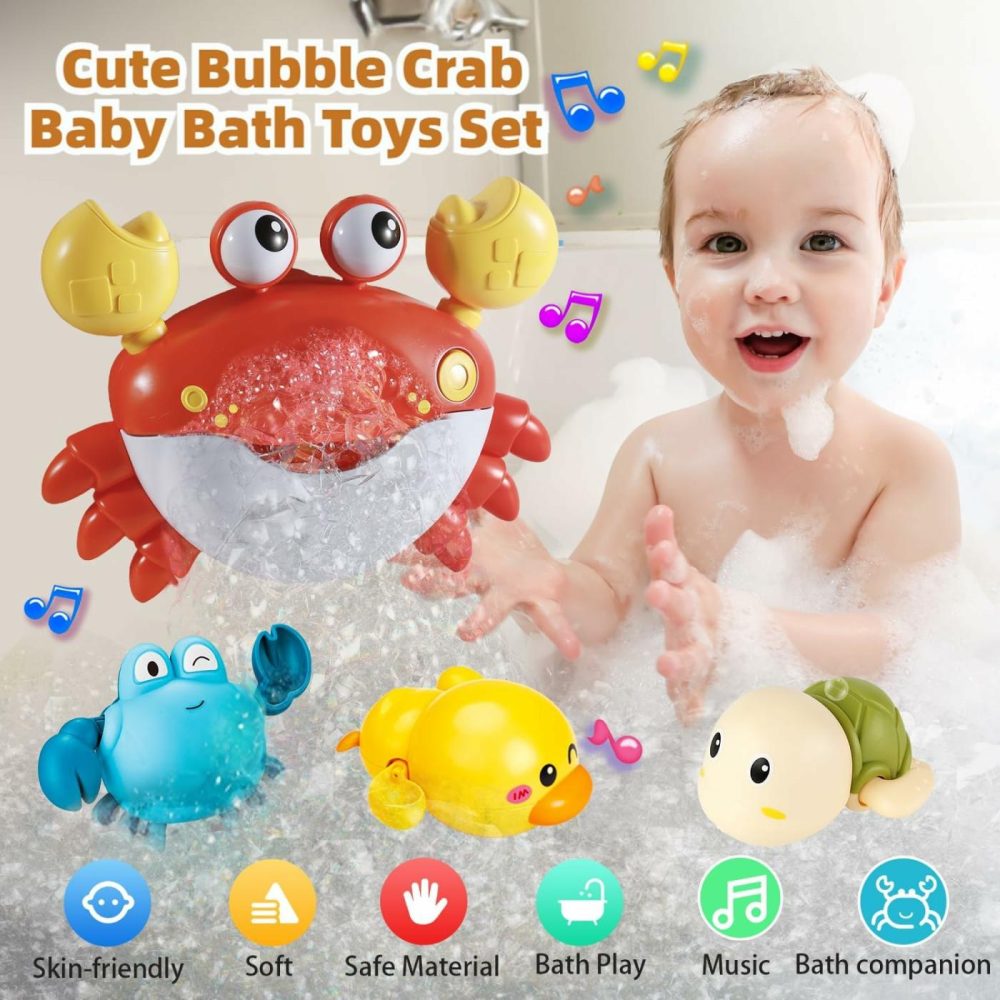 Baby Bath Toys For Toddlers  Crab Bath Bubble Maker With 12 Songs  3 Pack Wind-Up Pool Toys For Kid  Bathtub Toys As Birthday Gift For Boys Girls  |  Bath Toys All Toys Bath Toys